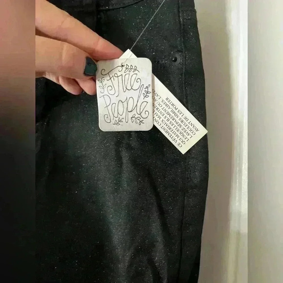 Free people black jeans with silver shimmer - Picture 6 of 8